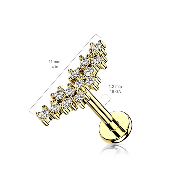 Cluster of Prong Set CZ Top on Internally Threaded 316L Surgical Steel Flat Back - Picture 5 of 6